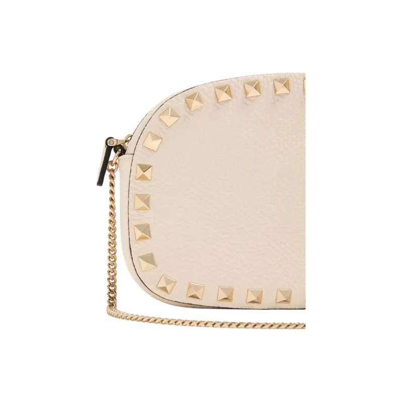 Valentino ROCKSTUD Grain Calfskin Shoulder Bag Mini Women's Light Ivory-5