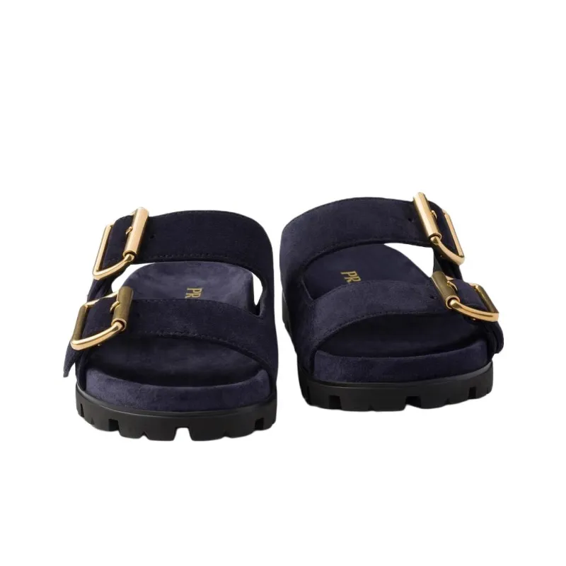 PRADA Slide Slippers Women's Blue-4