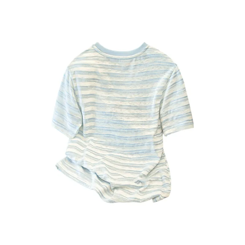 Cypress House T Shirts Women's Blue White Stripes-1