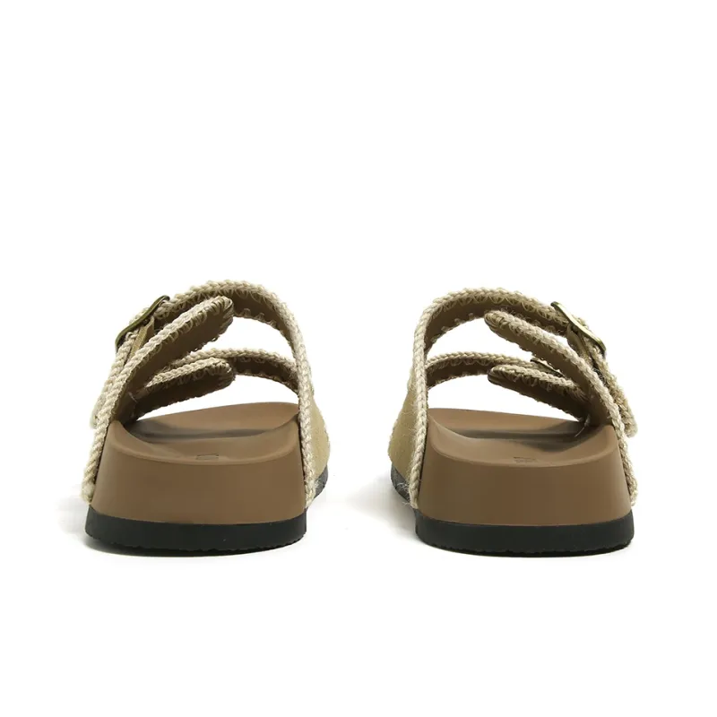 FOREVER 21 Quiet Slip Resistant Odor Resistant Abrasion Resistant Slide Slippers Women's Beige-4