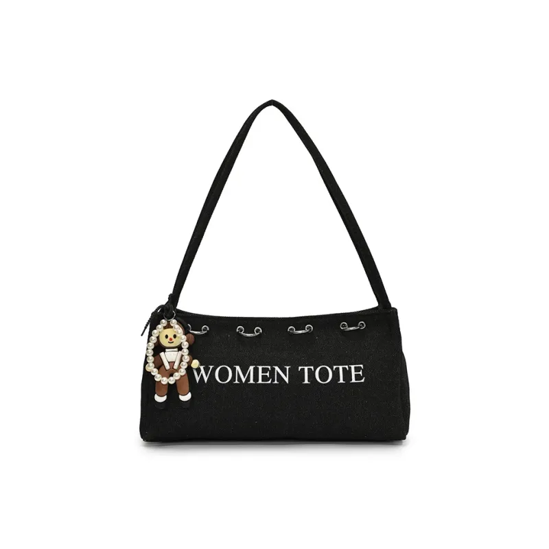 Meow In The Grass Denim One Shoulder Handbag Women's Multicolor-11