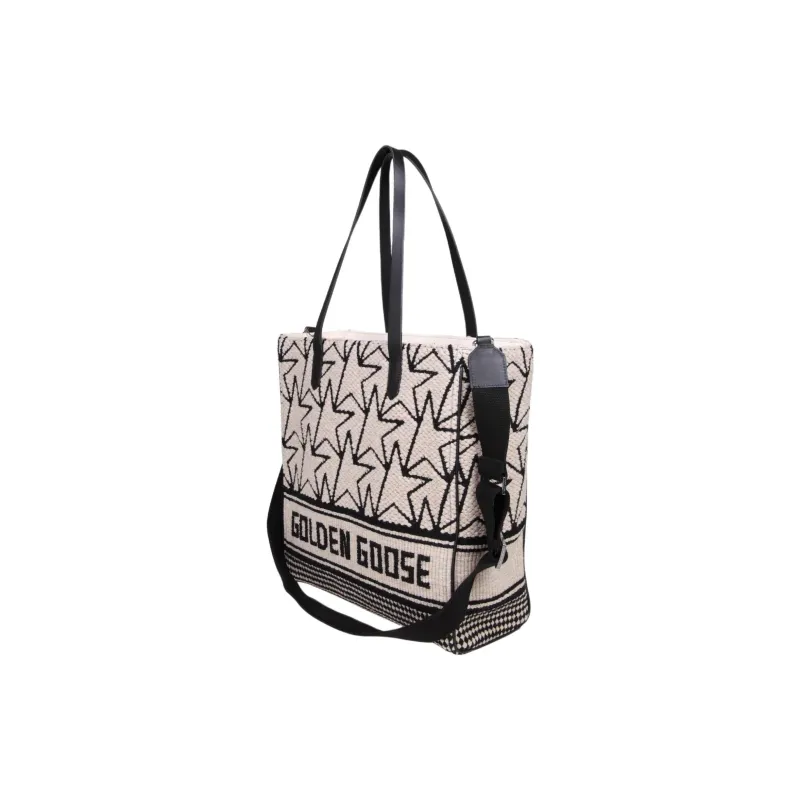 Golden Goose Cotton Tote Bag Shopping Bag Handbag Shoulder Bag Women's Black/White-1