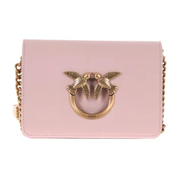 PINKO Click Series Cow Leather Crossbody Bag, Shoulder Bag Regular Women's Flesh Pink