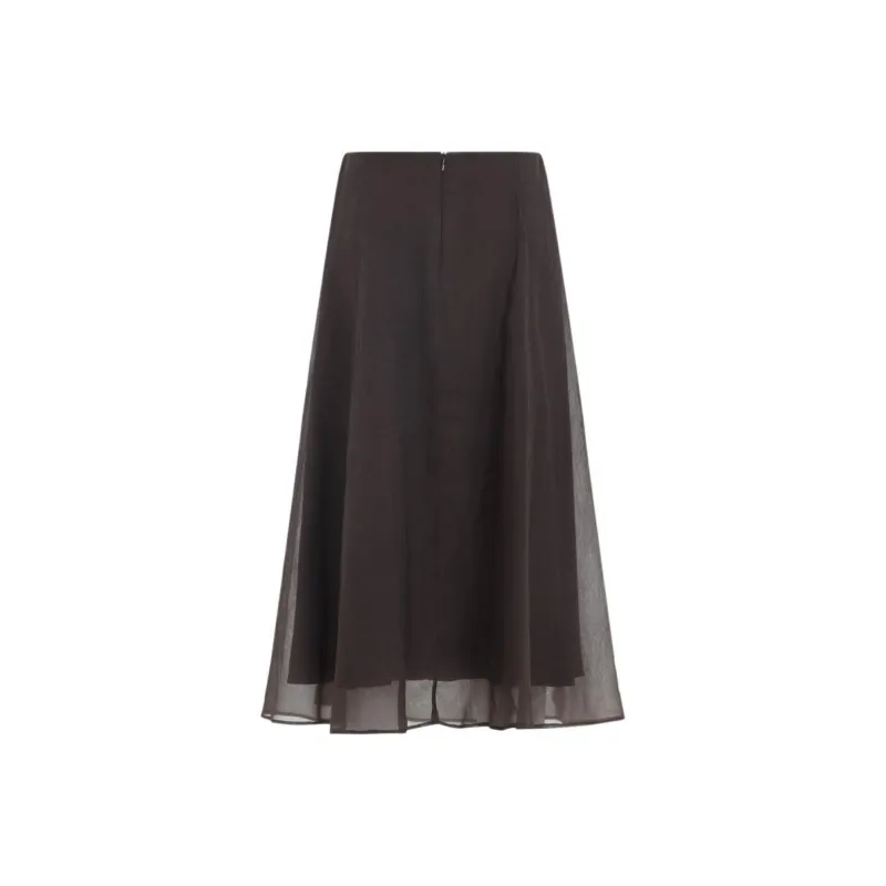Brunello Cucinelli Casual Long Skirt Women's Dark Brown-1