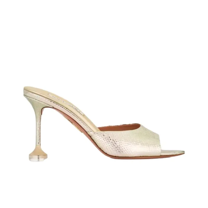 AQUAZZURA Slip Resistant Slide Slippers 8.5cm Women's Gold-1