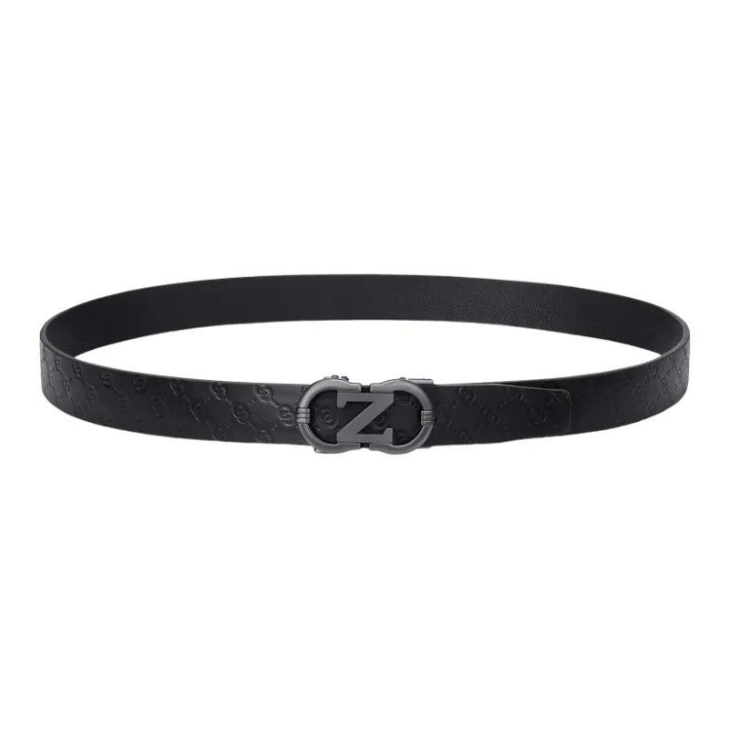 GOLF Top Grain Cow Leather Belts Men's Gunmetal, Gold 3.5cm-2