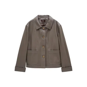 INSUN Leather Jackets Women's Gray