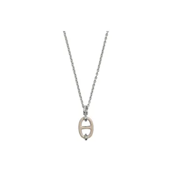 HERMES Palladium Plated Metal Necklaces Women's Silver