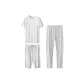 White Crew Neck+Misty Gray Shorts+Misty Gray Pants