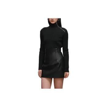HERMES FW25 Leather Short Skirts Women's Black