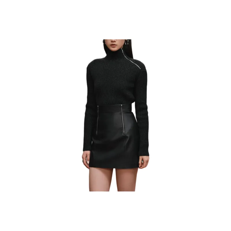 HERMES FW25 Leather Short Skirts Women's Black-0
