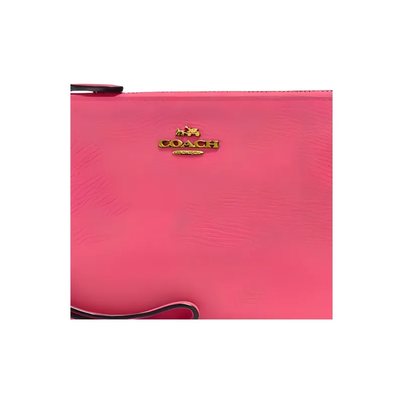 COACH Wristlet Leather Pochette Wrist Bag Clutch Trumpets Women's Pink-2