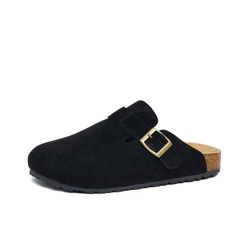 MEXICAN Rubber Sole Abrasion Resistant Slip Resistant Closed Toe Slippers Unisex Black-4
