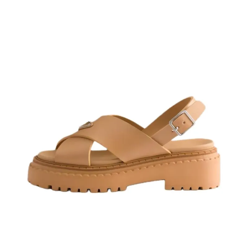 PRADA One Strap Sandals 5.5cm Women's Brown-0