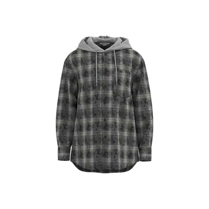 URBAN REVIVO Shirts Unisex Black Gray Plaid-0