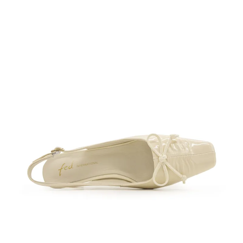 FED Spool Heel High Heels Women's Beige-4