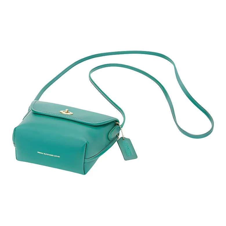 COACH Turnlock Cow Leather Crossbody Bag, Shoulder Bag Trumpets Women's Green-1
