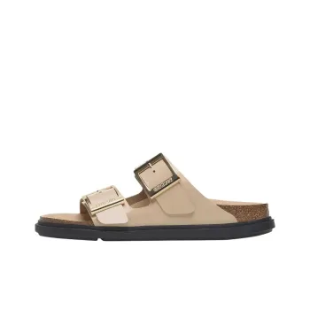 Birkenstock Arizona Rubber Sole Abrasion Resistant Slide Slippers Women's Beige Regular Loose Fit