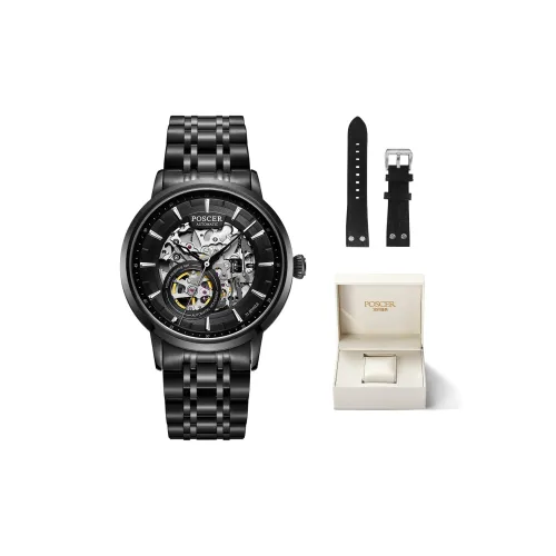 POSCER Automatic Mechanical Movement Watch Men's Watches Black Dial