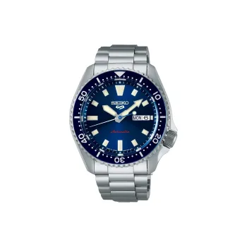 SEIKO Size 5 Sports Collection Automatic Mechanical Movement Stainless Steel Strap Watch 42.5mm Men's Watches Blue Dial