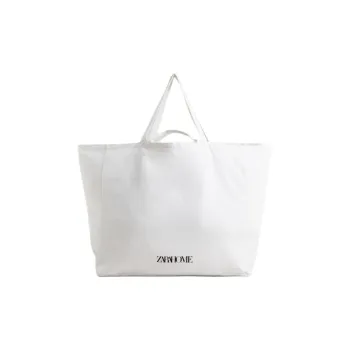 ZARA Cotton Handbag Extra Large Women's Raw White
