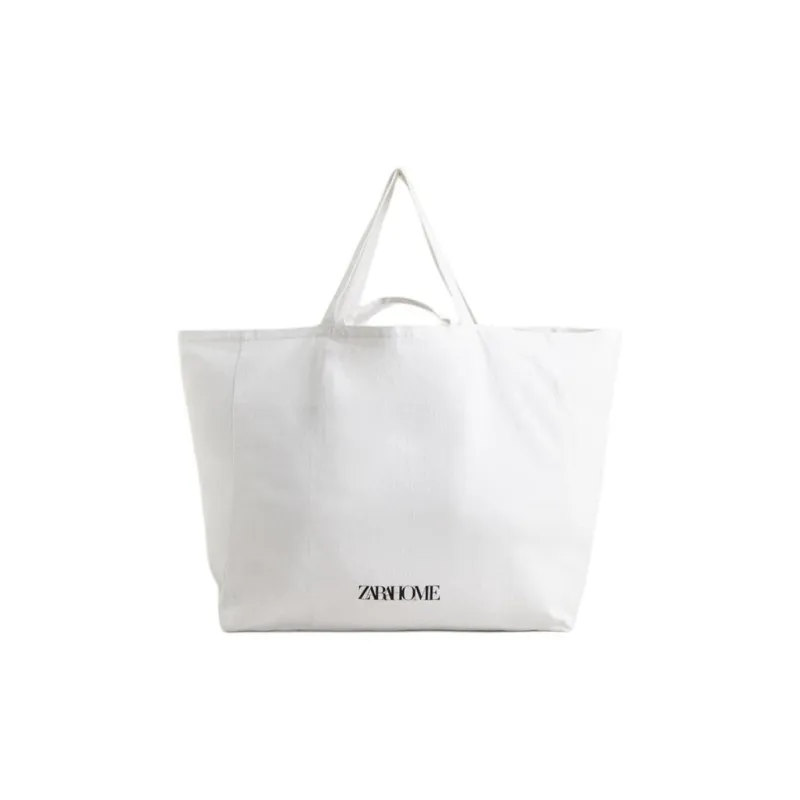 ZARA Cotton Handbag Extra Large Women's Raw White-0