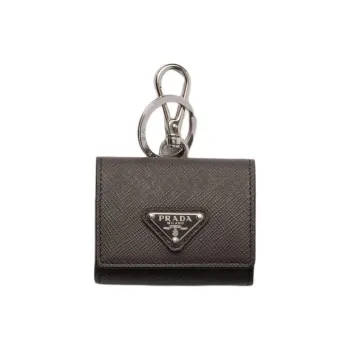 PRADA Saffiano Calfskin Earphone Case Women's Smoke Gray