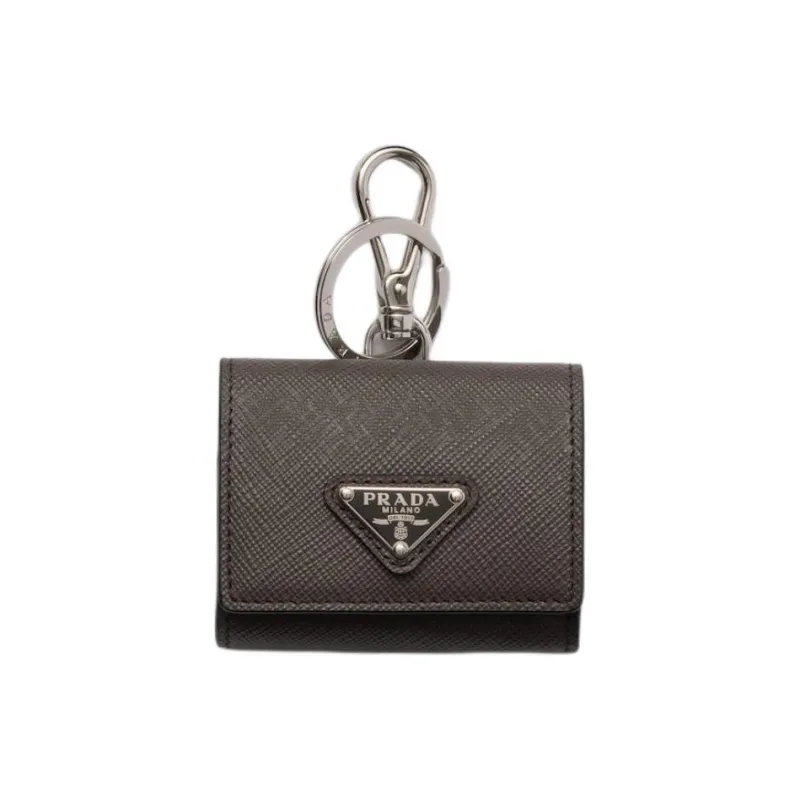 PRADA Saffiano Calfskin Earphone Case Women's Smoke Gray-0