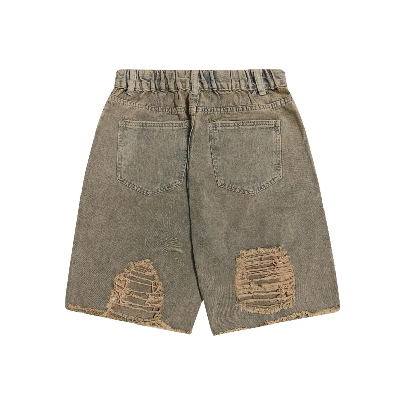 FAIRWHALE Denim Shorts Unisex Yellow Mud-1