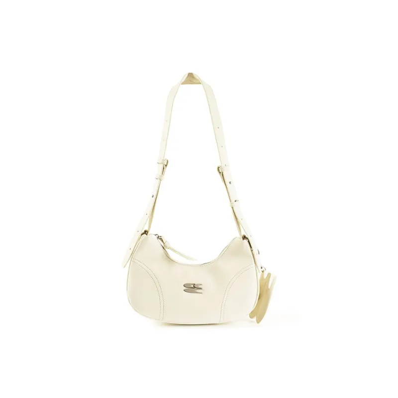 Crying Center PU Shoulder Bag Medium Size Women's Cream Yellow/Baby Blue-1