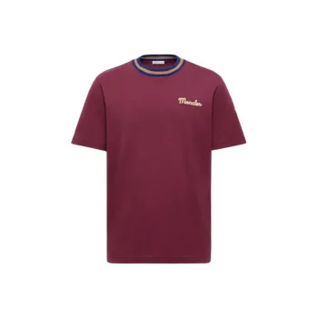 Moncler T Shirts Men Bordeaux Red