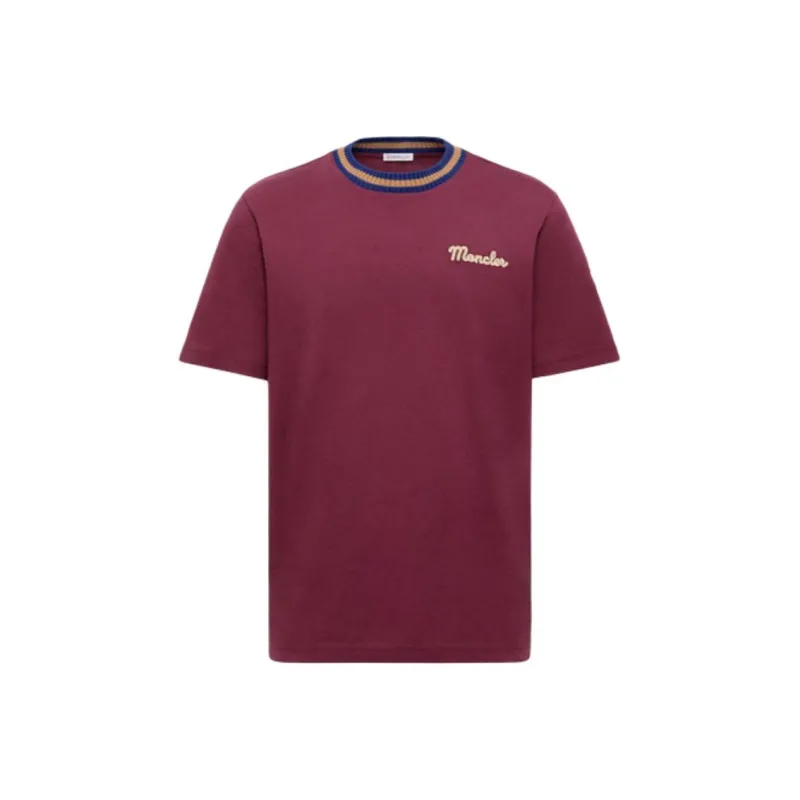 Moncler T Shirts Men Bordeaux Red-0