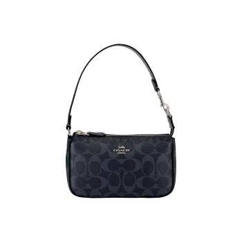 COACH Nolita PVC Pochette, Shoulder Bag, Clutch Trumpets Women's Denim Blue & Midnight Blue & Marine Blue