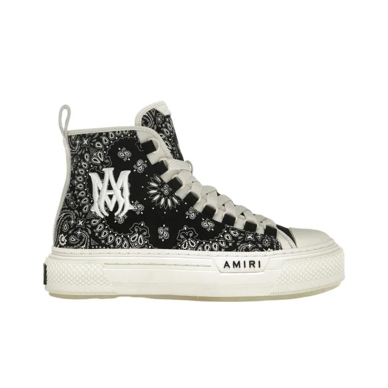 AMIRI Bandana Court High Top Skateboard Shoes Women's Black-1