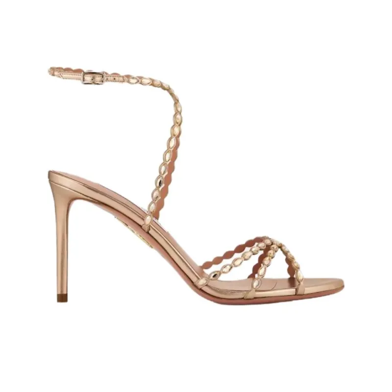 AQUAZZURA Love Struck One Strap Sandals 8.5cm Women's Gold-1