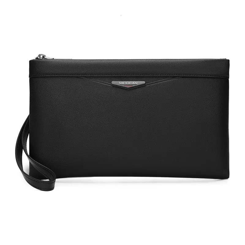 MEXICAN Cow Leather Clutch Regular Men's Black-0