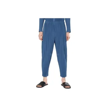 Homme Plissé Issey Miyake Casual Pants Men's Blue Iron Blue