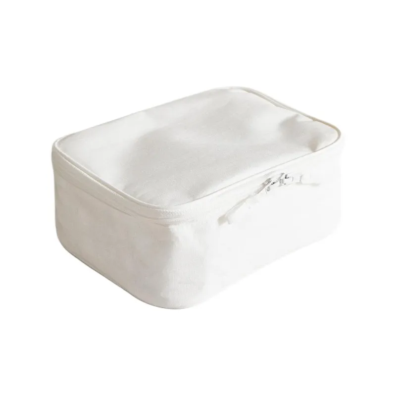ZARA Linen Toiletry Bag Tubas Unisex Frosted White-2
