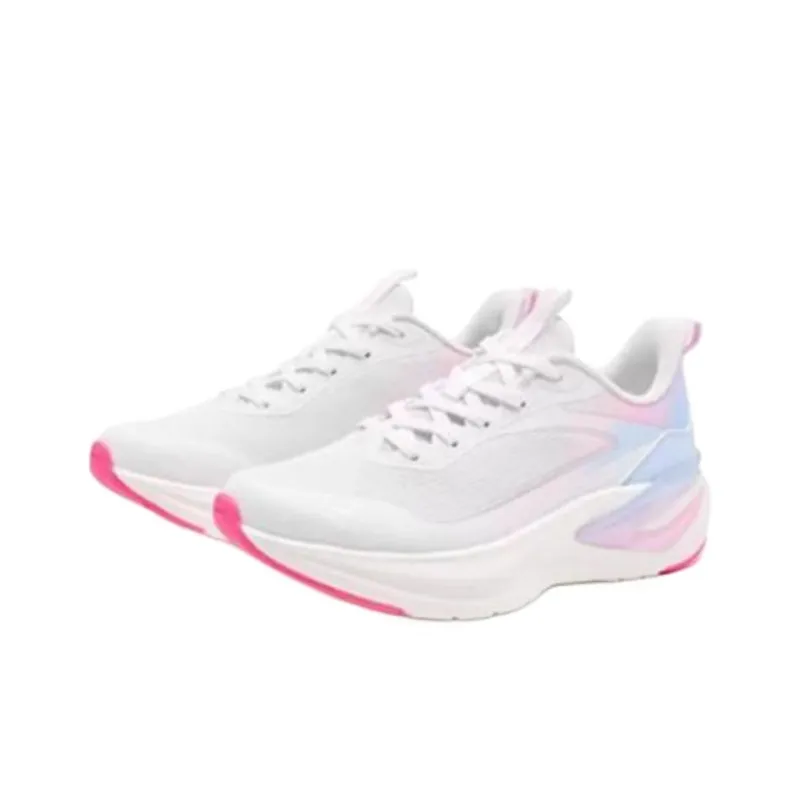 QIAODAN Abrasion Resistant Moisture Wicking Low Top Casual Training Sprint Running Shoes Women's White Pink-1