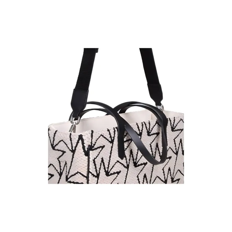 Golden Goose Cotton Tote Bag Shopping Bag Handbag Shoulder Bag Women's Black/White-4