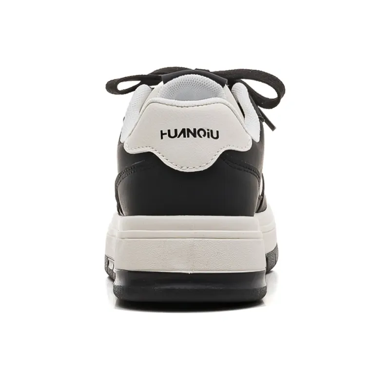 HUANQIU Slip Resistant Shock Absorbers With Abrasion Resistant Properties Low Top Skateboard Shoes Women's White Black-3