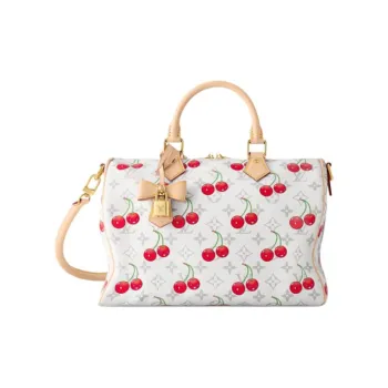 LOUIS VUITTON Takashi Murakami, Collaboration SPEEDY SOFT Leather Shoulder Bag, Crossbody Bag, Handbag Women's White
