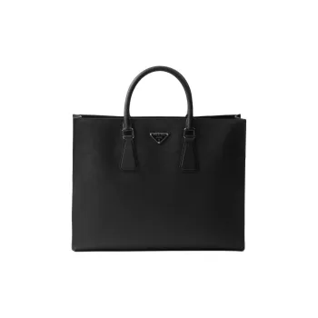 PRADA Saffiano Calfskin Tote Bag, Shopping Bag, Handbag Women's Black