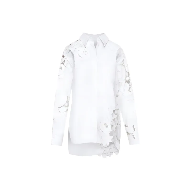 OSCAR DE LA RENTA Corded-lace Twill Shirt-0
