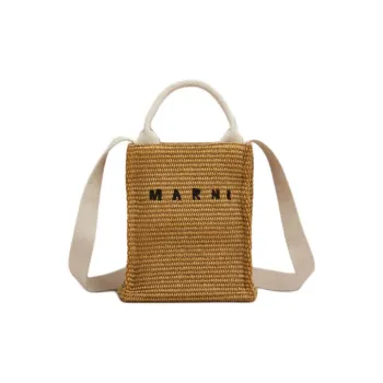 MARNI Cotton Tote Bag, Shopping Bag, Handbag Mini Unisex Original Ochre