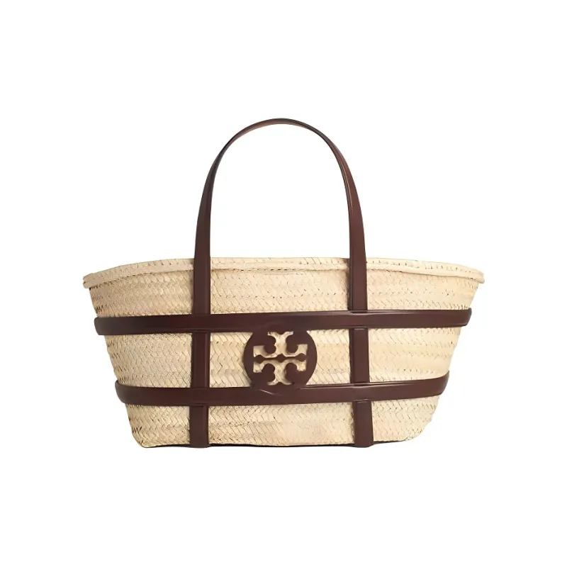 TORY BURCH Ella Raffia Tote Handbag Women's Cream-0