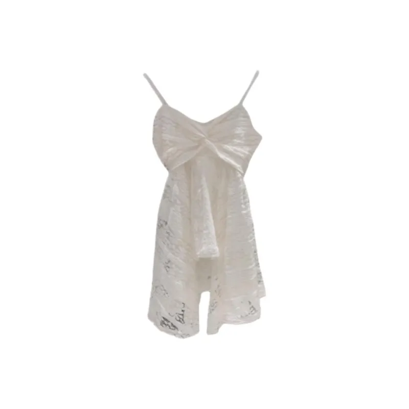 GUOZHEN Slip Dresses Women's White-0