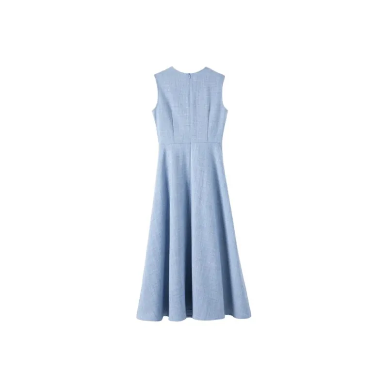 Late White Sleeveless Dress Women's-1