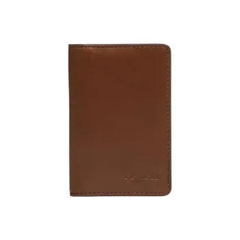 COACH Cow Leather Card Holder, Wallet Unisex Brown Red