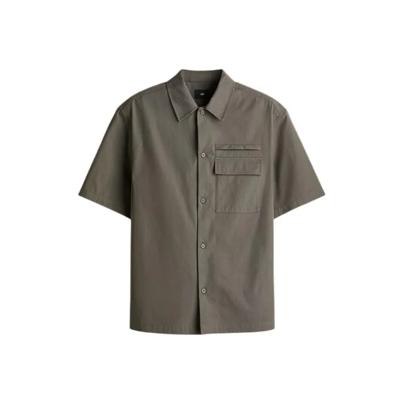 H&M Shirts Men Khaki Green-0